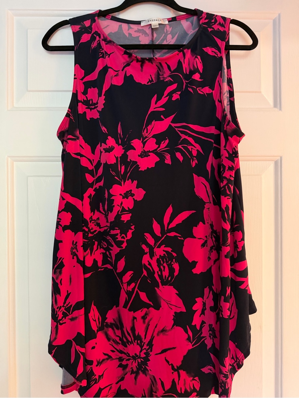 Emerald Black Camisole with Hot Pink Floral Print